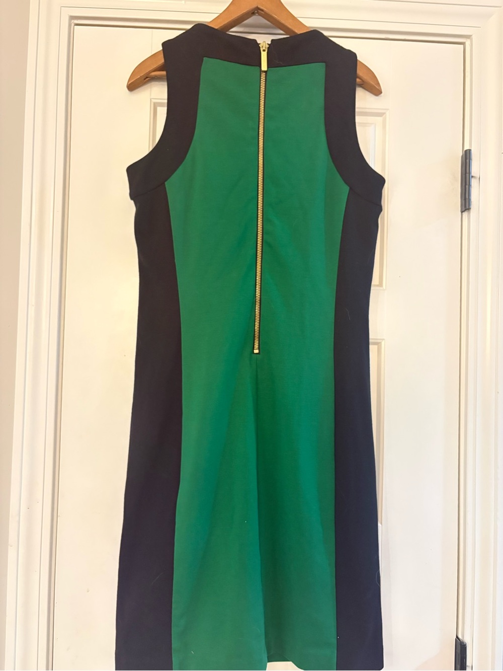 Michael Kors Green and Black Sleeveless Sheath Dress with Gold Zips - Picture 4 of 4